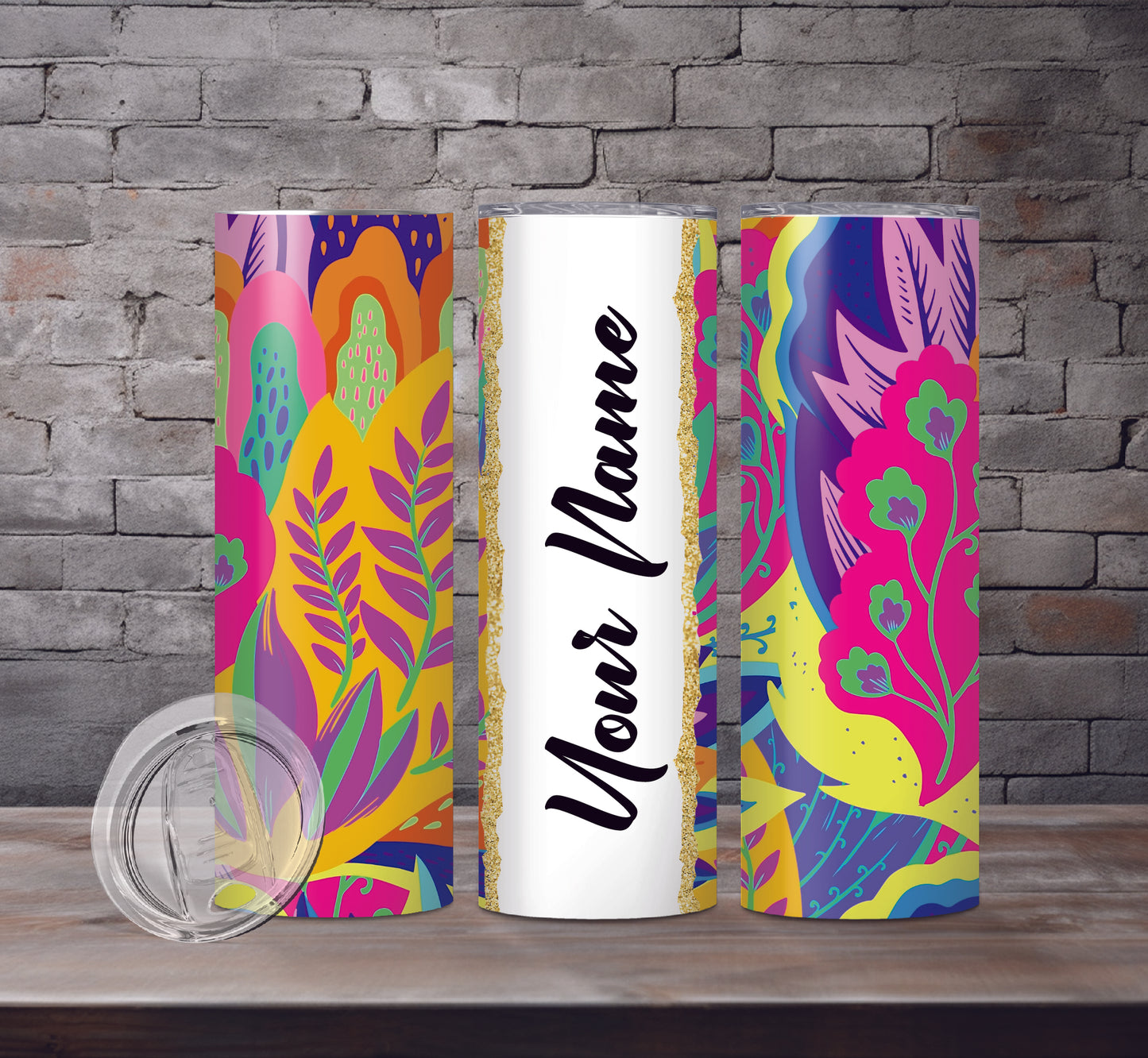 Floral Add Your Name Drink Tumblers, 18 Designs
