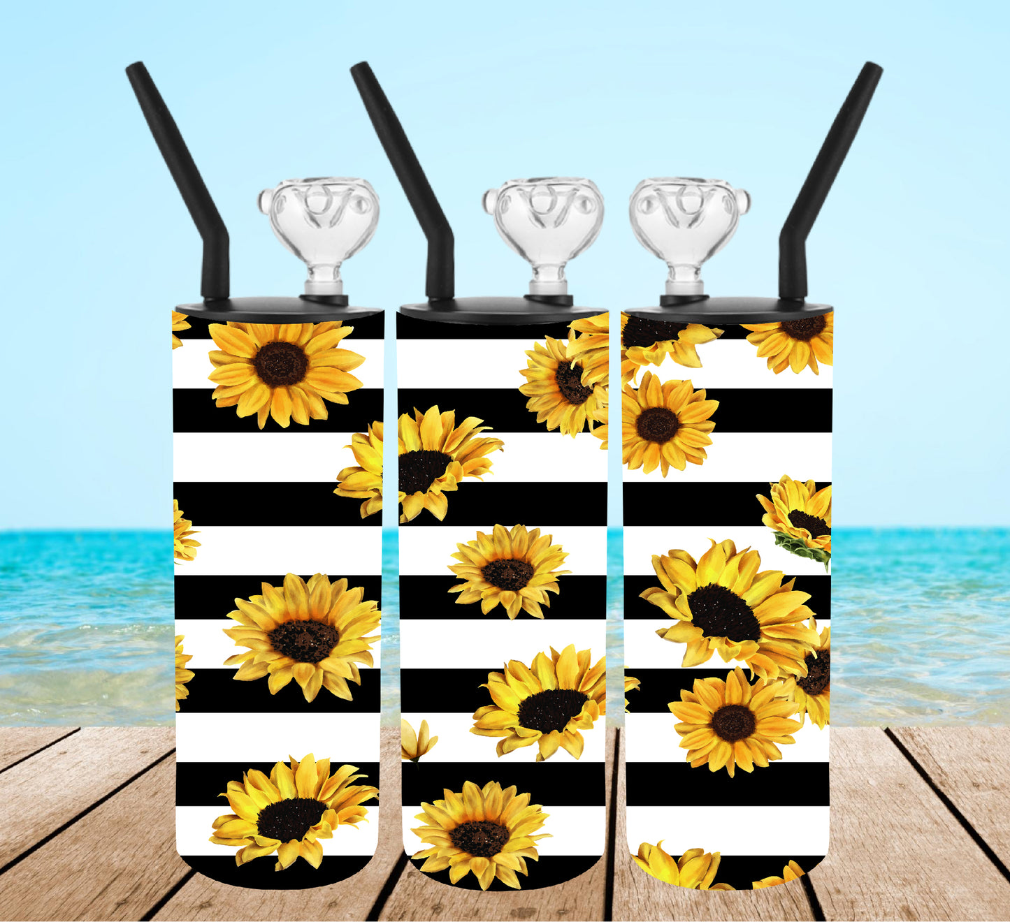 Sunflowers Striped Tumbler Bong