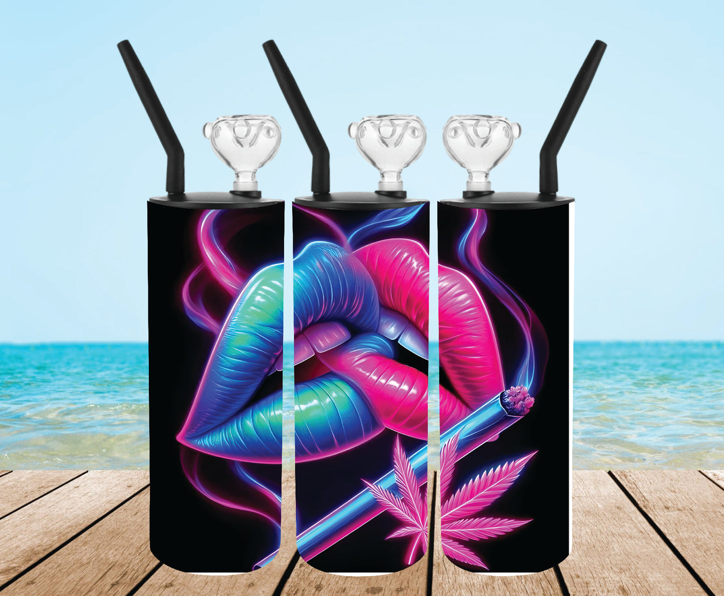 Pink and Blue Lips Tumbler Bong