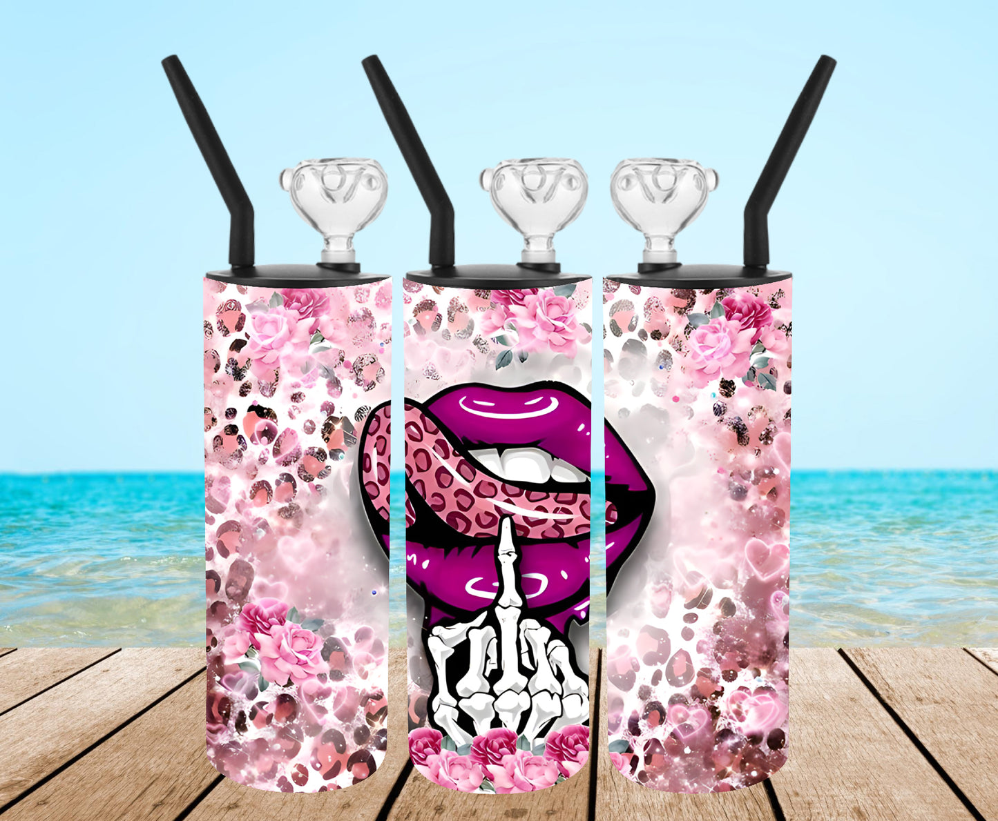 Licking Lips Middle Finger Tumbler Bong