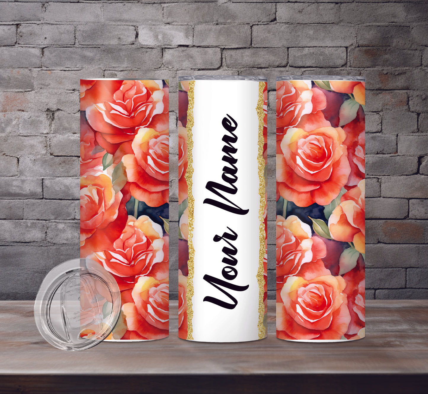 Floral Add Your Name Drink Tumblers, 18 Designs
