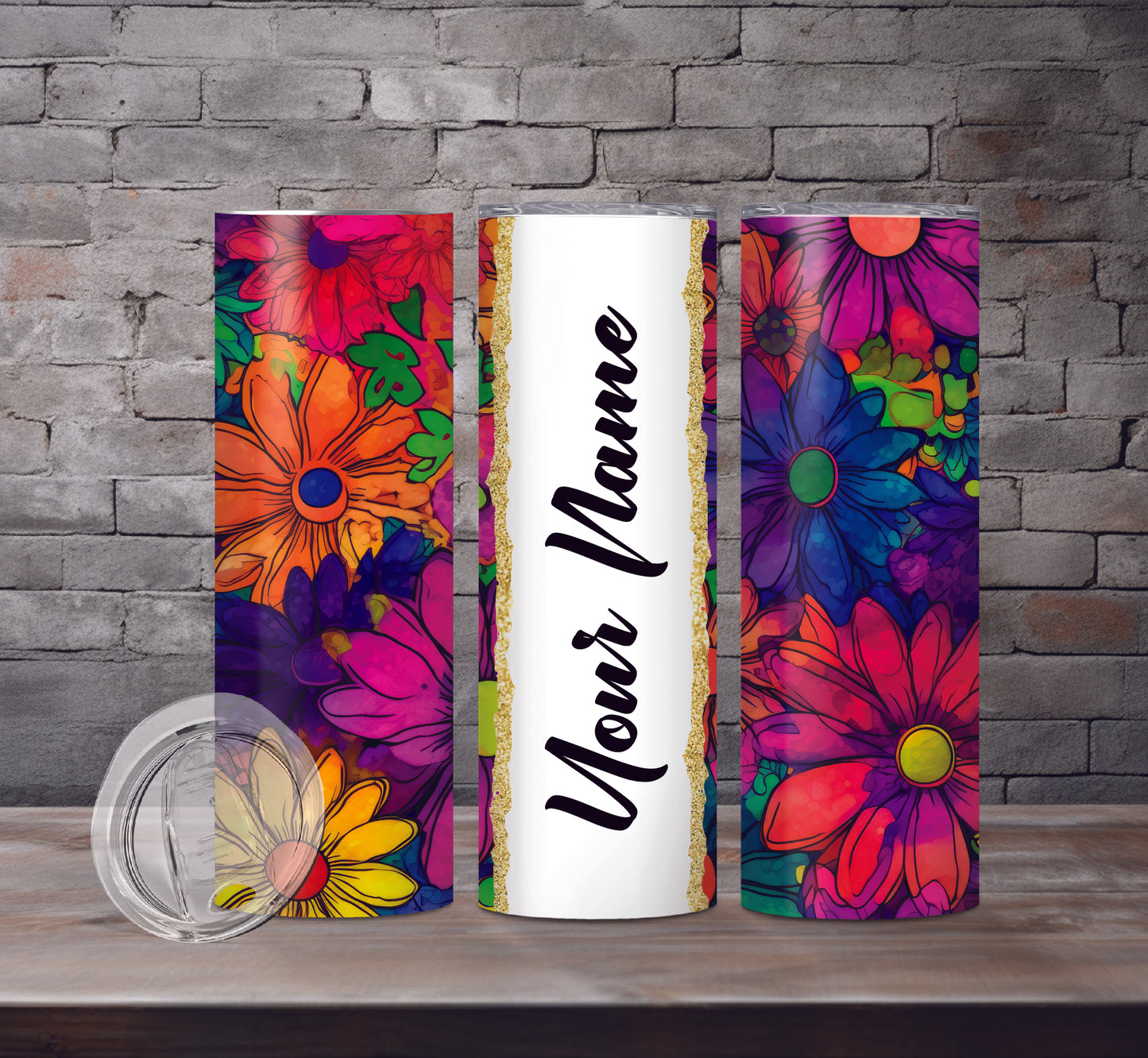 Floral Add Your Name Drink Tumblers, 18 Designs