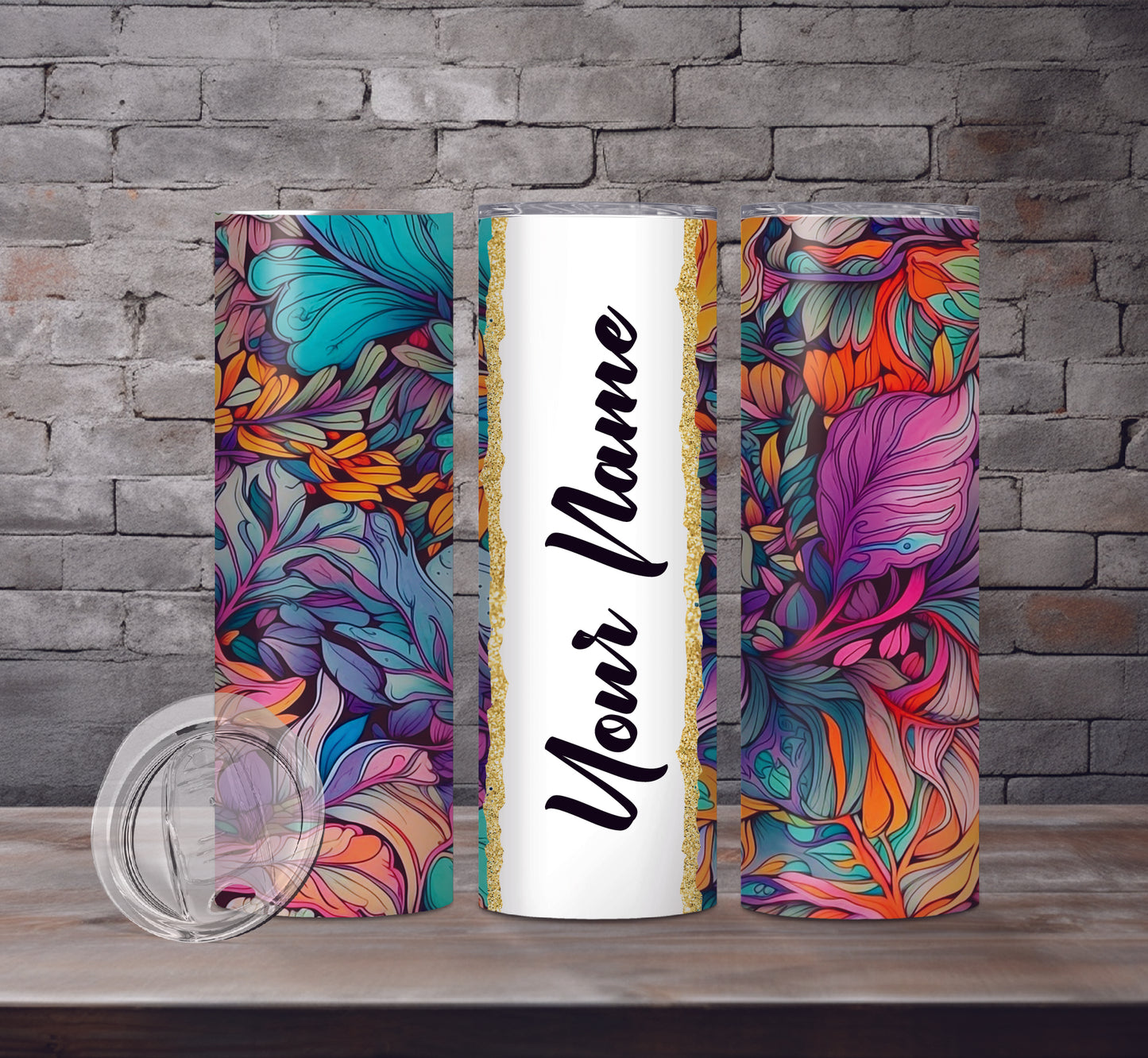 Floral Add Your Name Drink Tumblers, 18 Designs