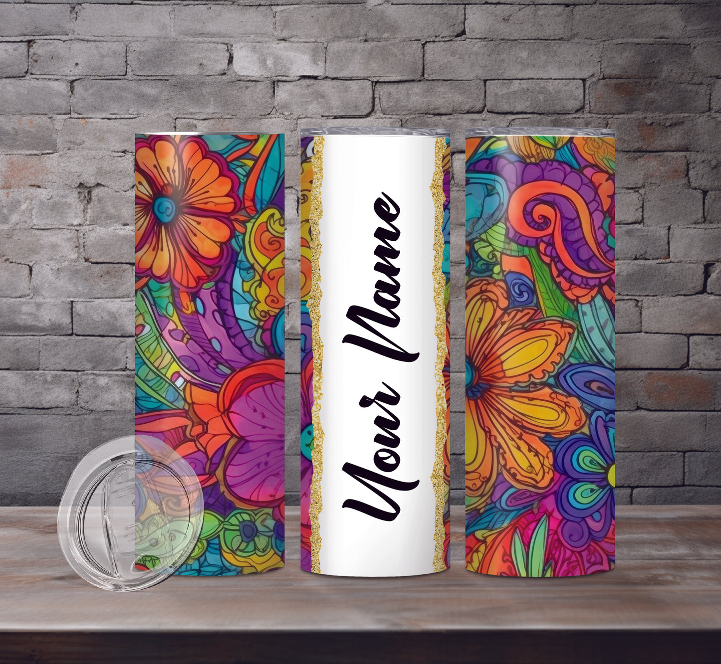 Floral Add Your Name Drink Tumblers, 18 Designs