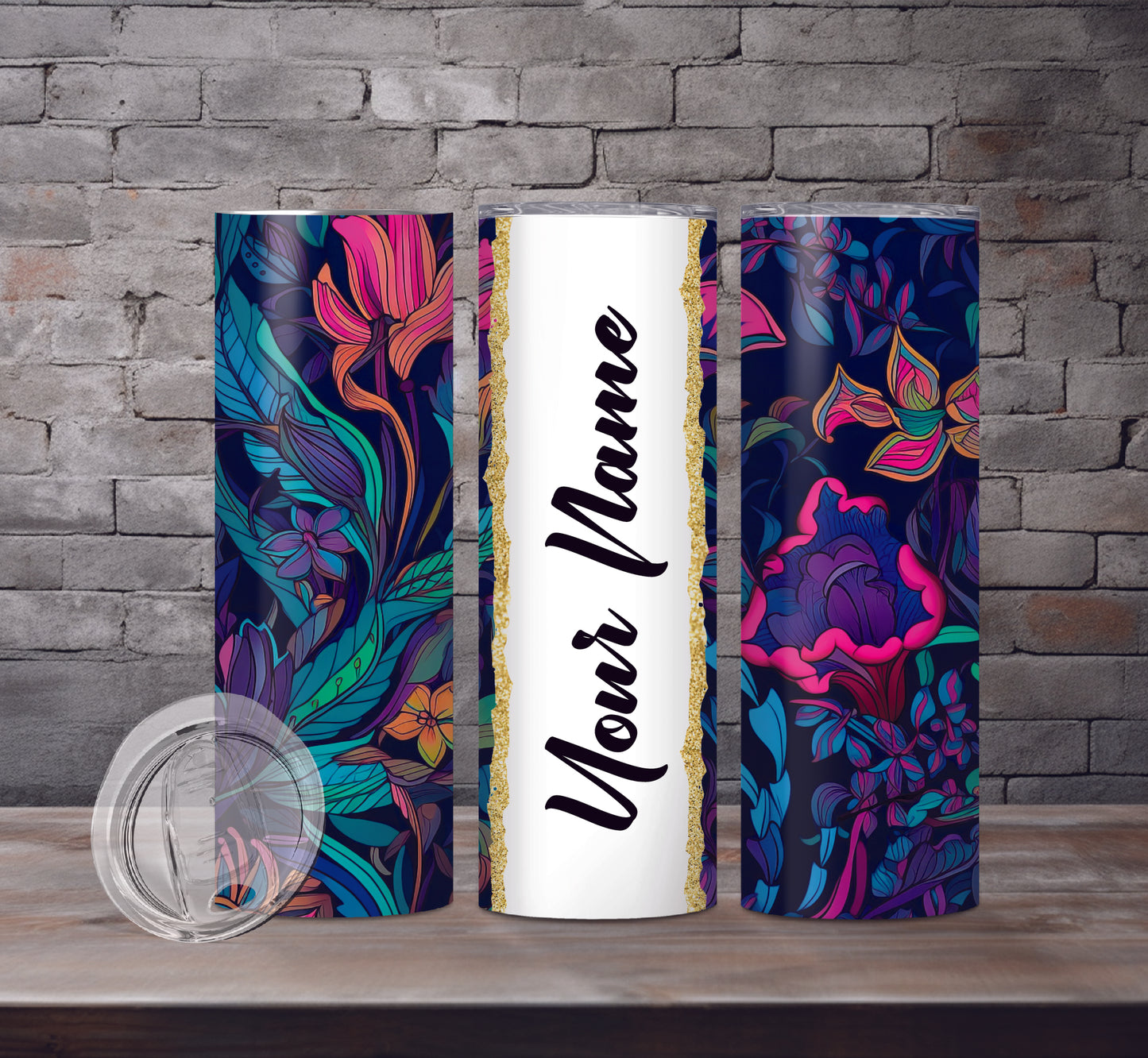 Floral Add Your Name Drink Tumblers, 18 Designs