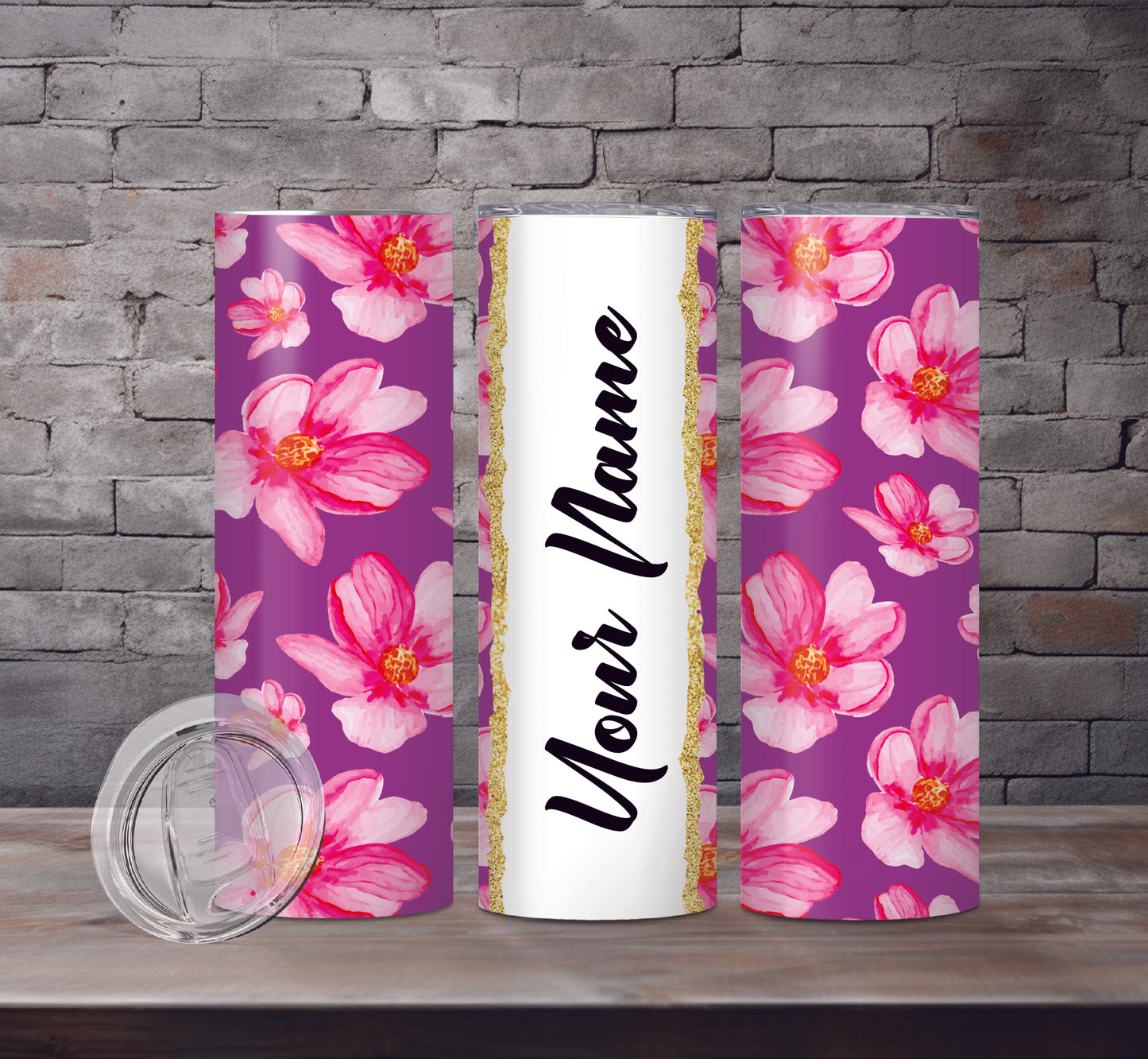 Floral Add Your Name Drink Tumblers, 18 Designs