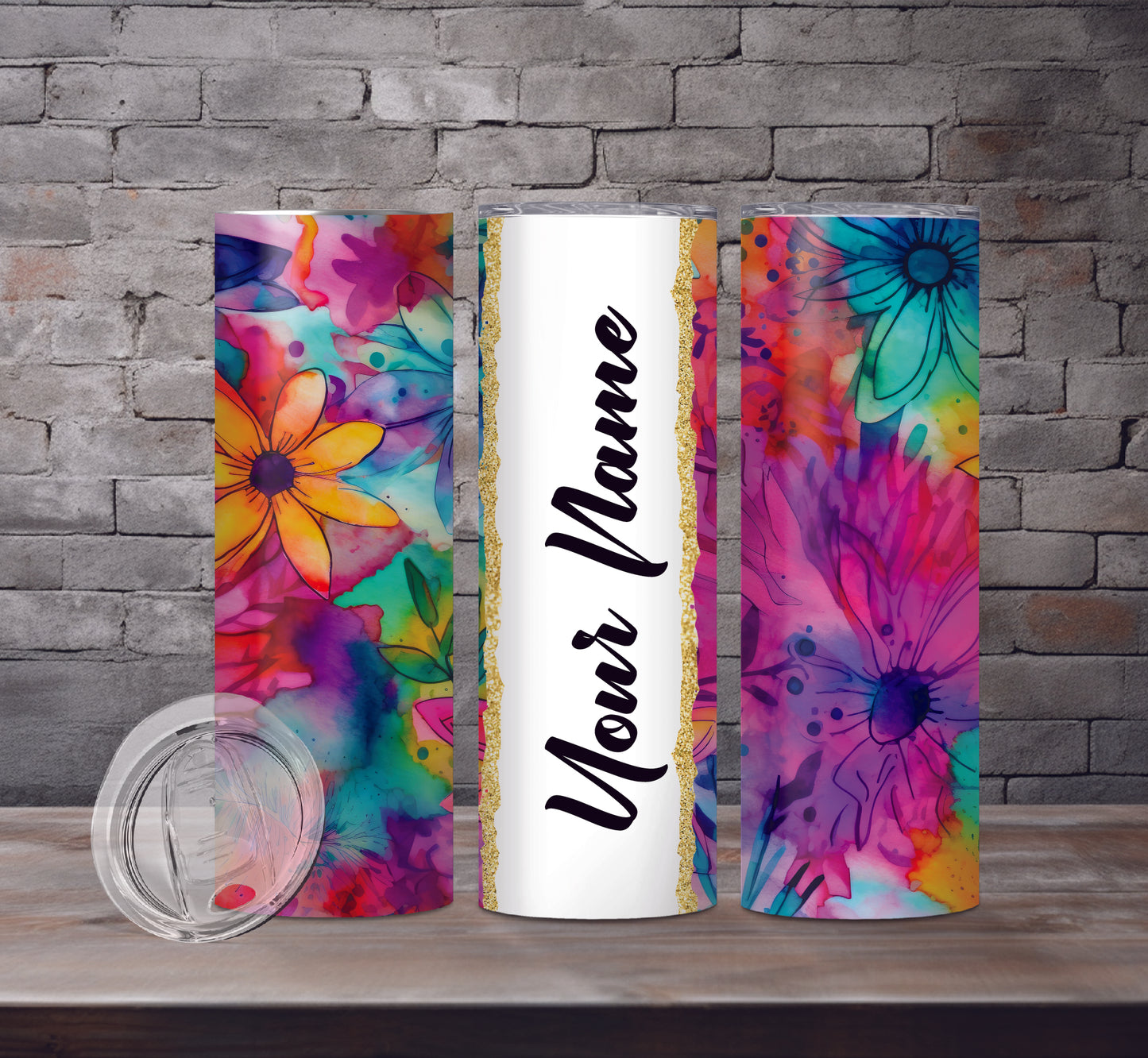 Floral Add Your Name Drink Tumblers, 18 Designs