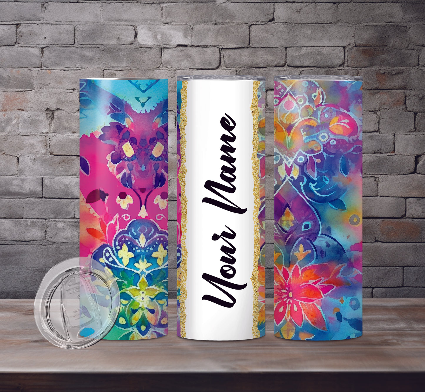 Floral Add Your Name Drink Tumblers, 18 Designs