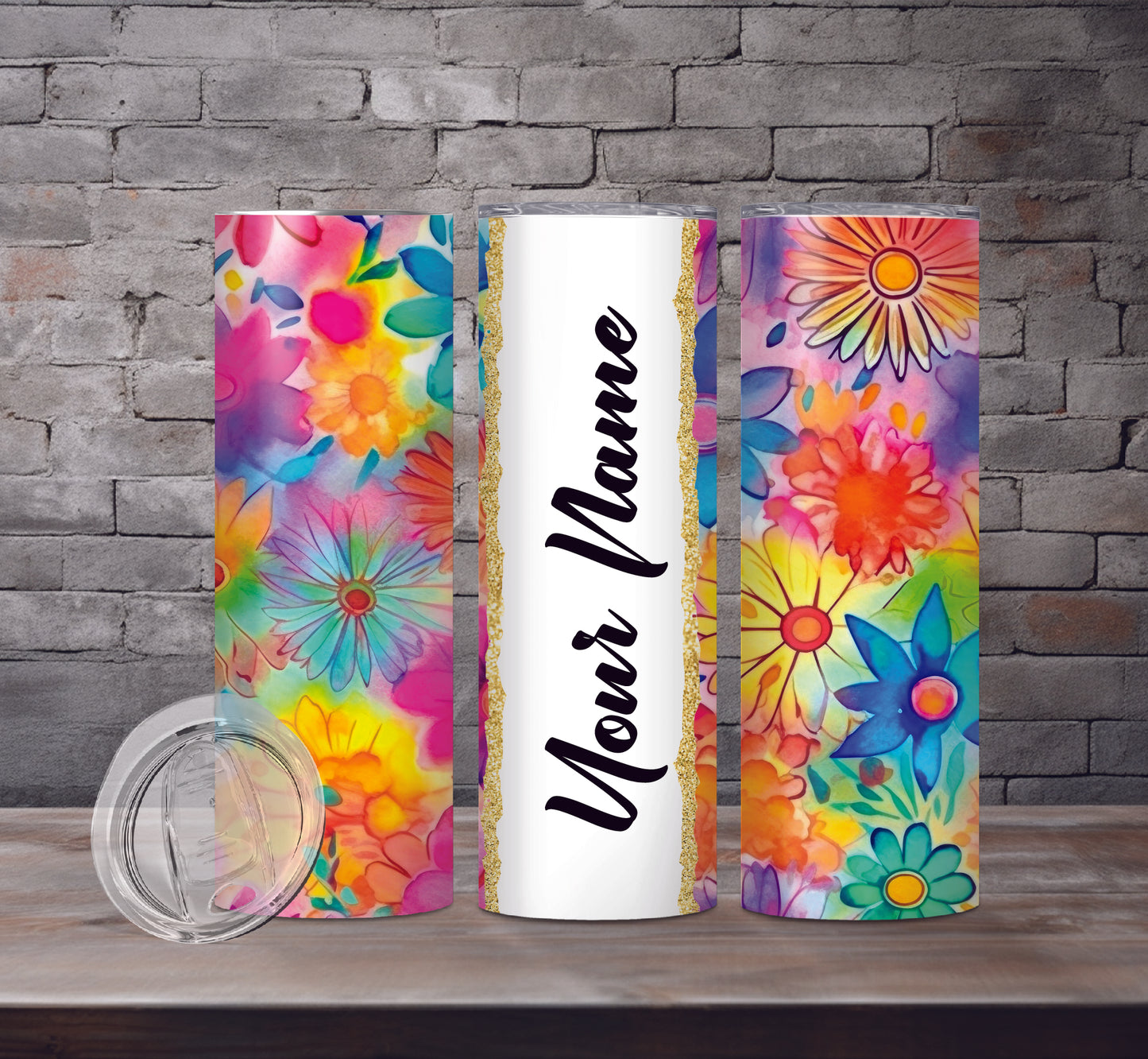 Floral Add Your Name Drink Tumblers, 18 Designs
