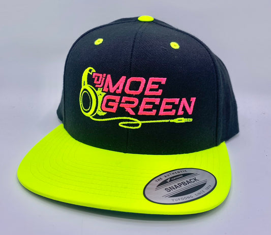 DJ Moe Green Neon Flat Bill Snapback Hats