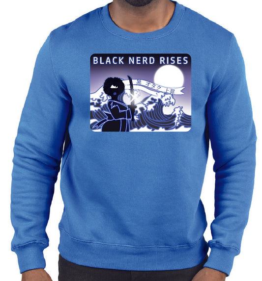 Black Nerd Rises Waves On The Horizon Crewneck Sweatshirt